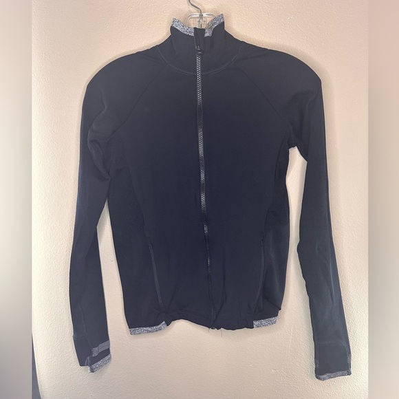 Athleta Women’s Fitted Full Zip Up Workout Jacket Size XS Black Gray - Picture 1 of 6